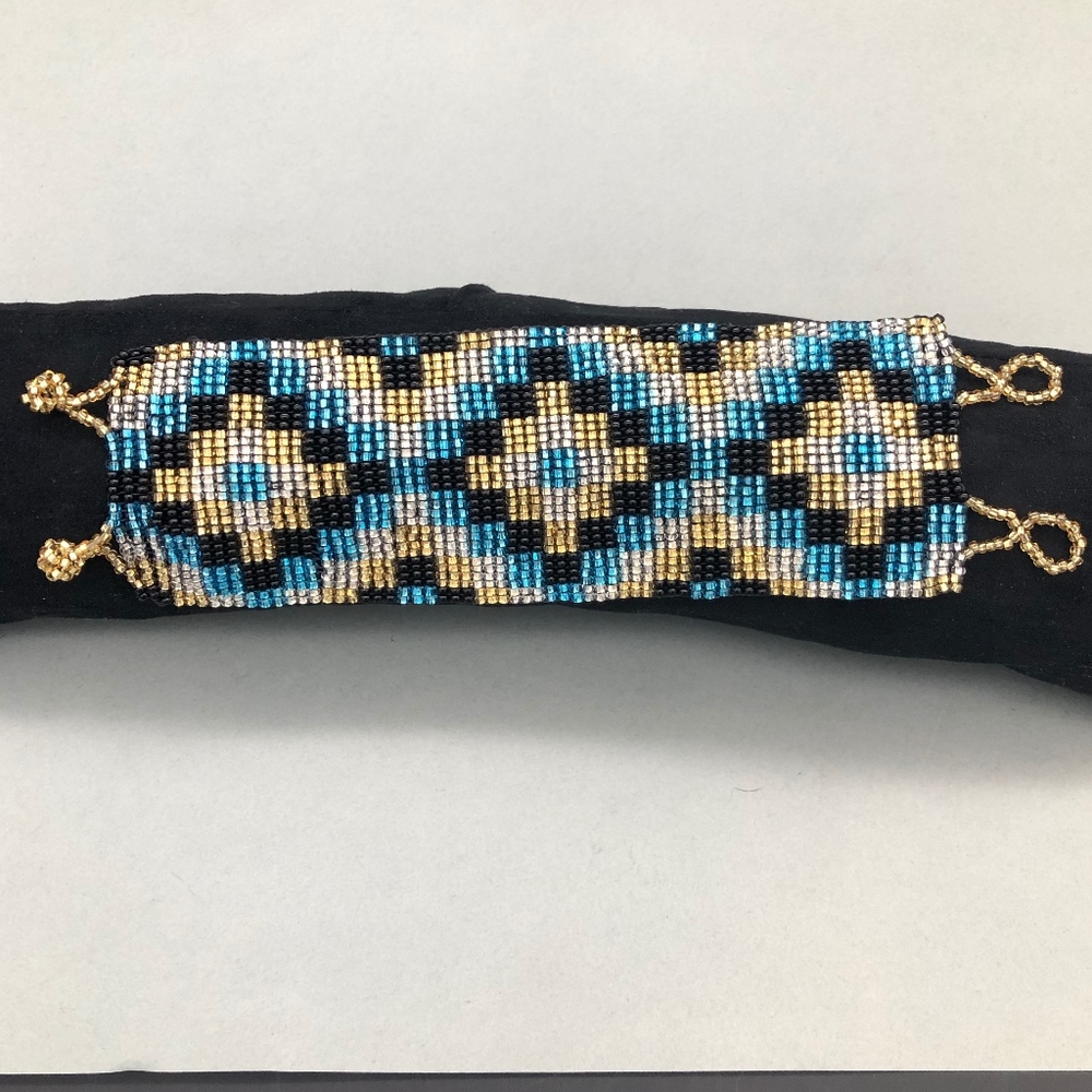 Striking Black and Gold Beaded Cuff